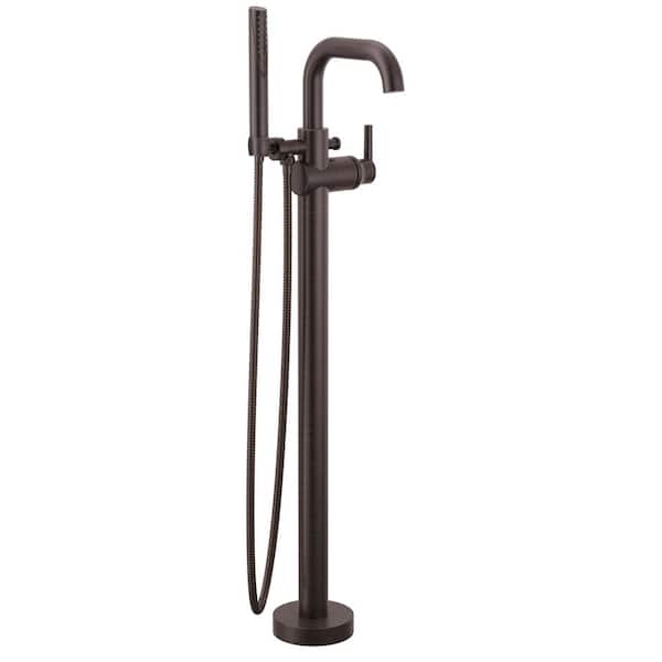 Trinsic 1-Handle Floor Mount Tub Faucet Trim Kit in Venetian Bronze with Hand Shower (Valve Not Included)