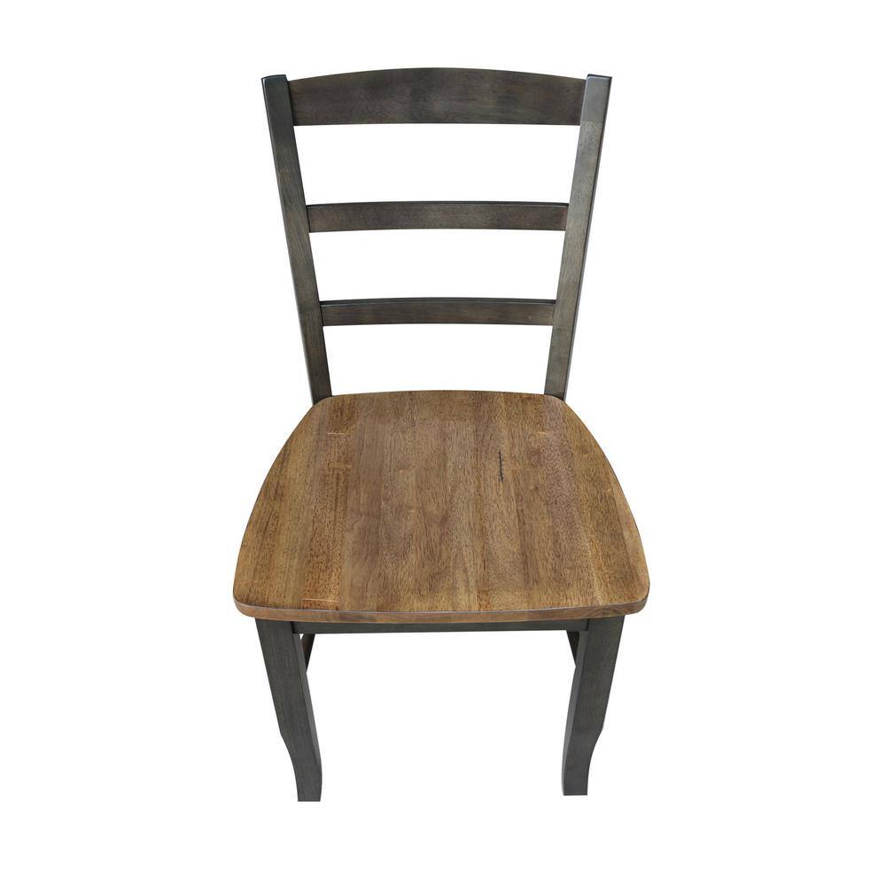 Set of 2 Hickory Washed Coal High Ladderback Side Chairs