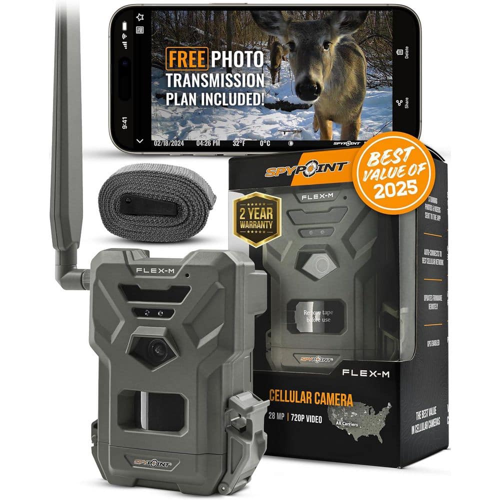 SpyPoint Flex-M Cellular Trail Camera-28MP, 720p, Night Vision, Motion  Activated, LTE, IP65 FLEX M The Home Depot