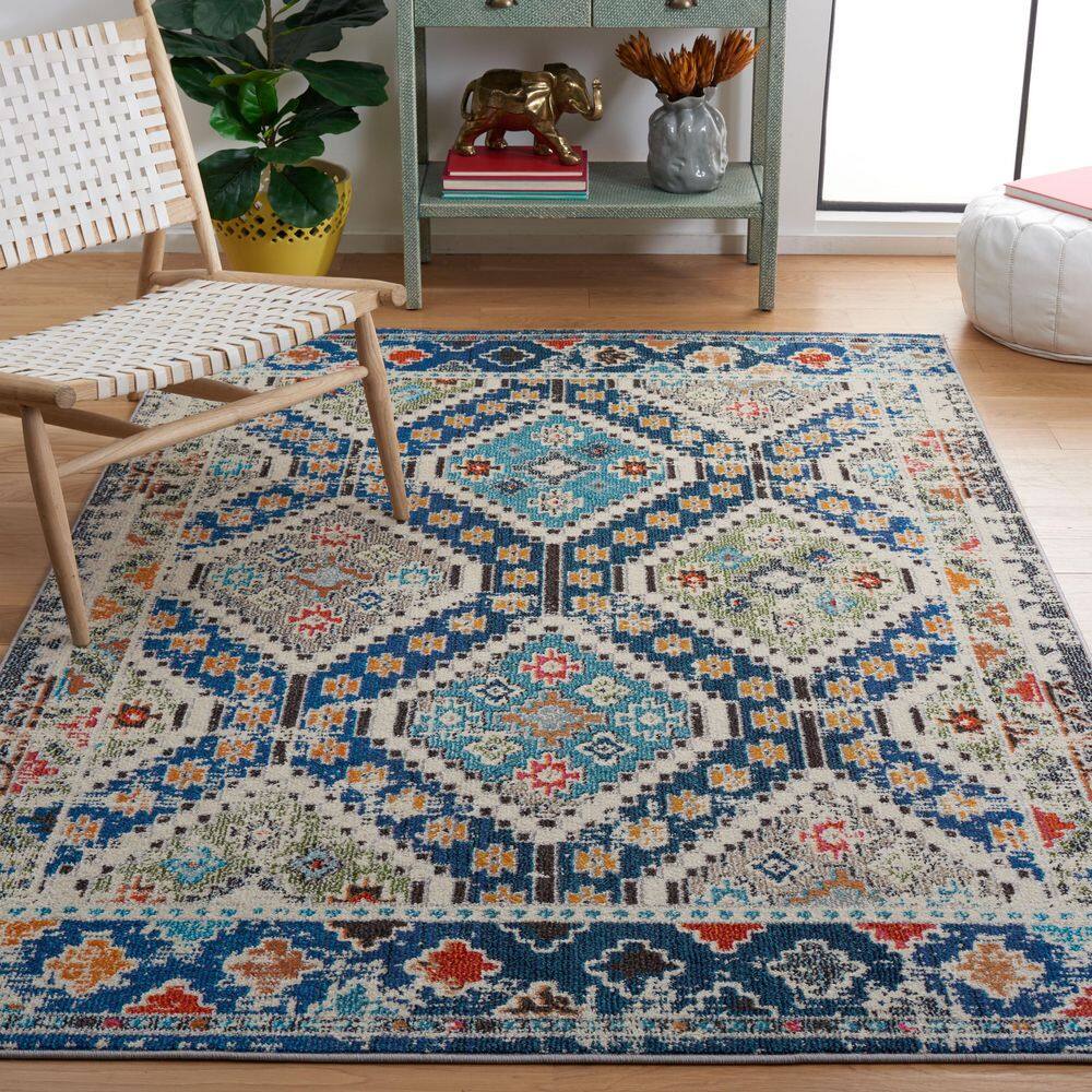 Madison Blue and Beige Geometric Area Rug 3' x 5'