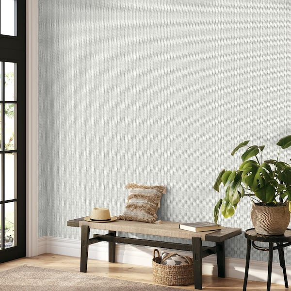 Bali Basket Tropical Whitewash Vinyl Peel and Stick Wallpaper Roll ( Covers 30.75 sq. ft. )