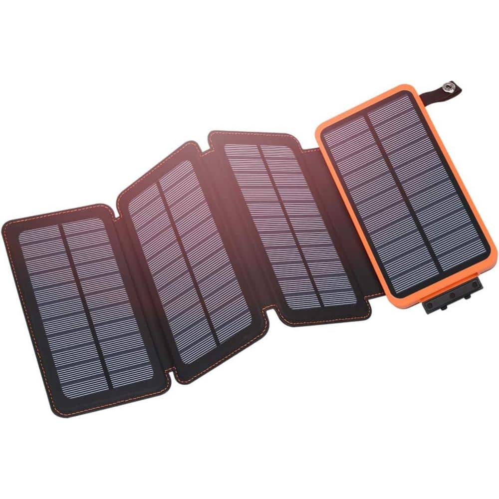 25000mAh Portable Solar Power Bank, Fast Charging with 4 Foldable Panels, 3
