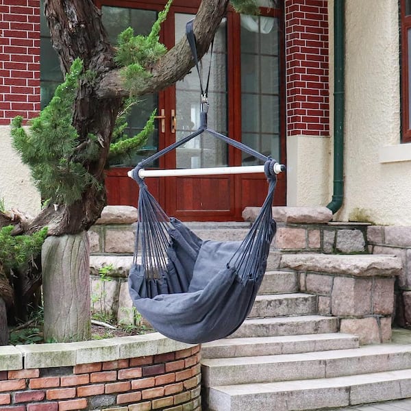 Hammock Chair Hanging Rope Swing - Max 500 lbs. 2-Cushions