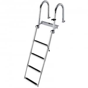 Stainless Steel 4 Step Folding Telescoping Pontoon Boat Ladder for Above Ground Pool