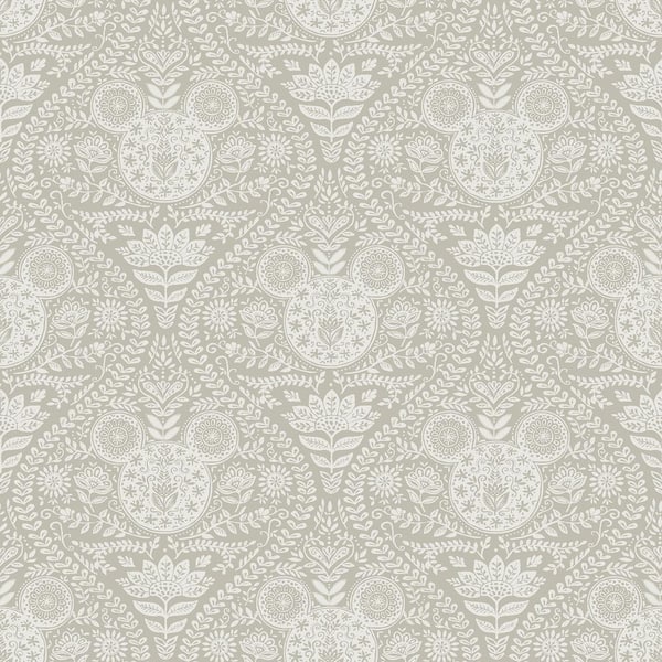 RoomMates Disney Mickey Mouse Cream Block Print Peel and Stick Wallpaper
