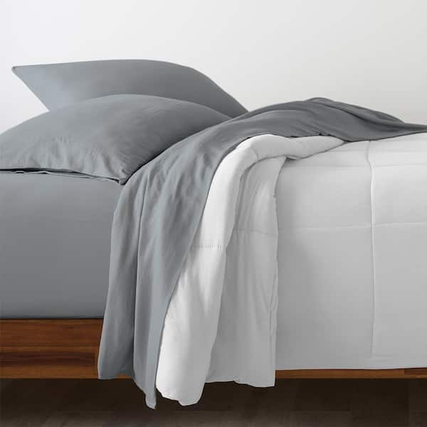 Light Grey 100% Cotton 3 Piece Duvet Cover Set 4 Piece Sheet Set Pre-washed  200 TC Percale 