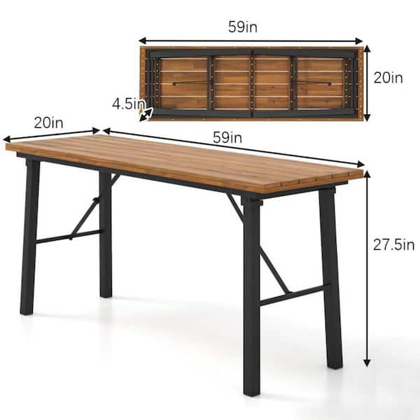 Rectangular Wood 27.5 in. H Foldable Outdoor Picnic Table