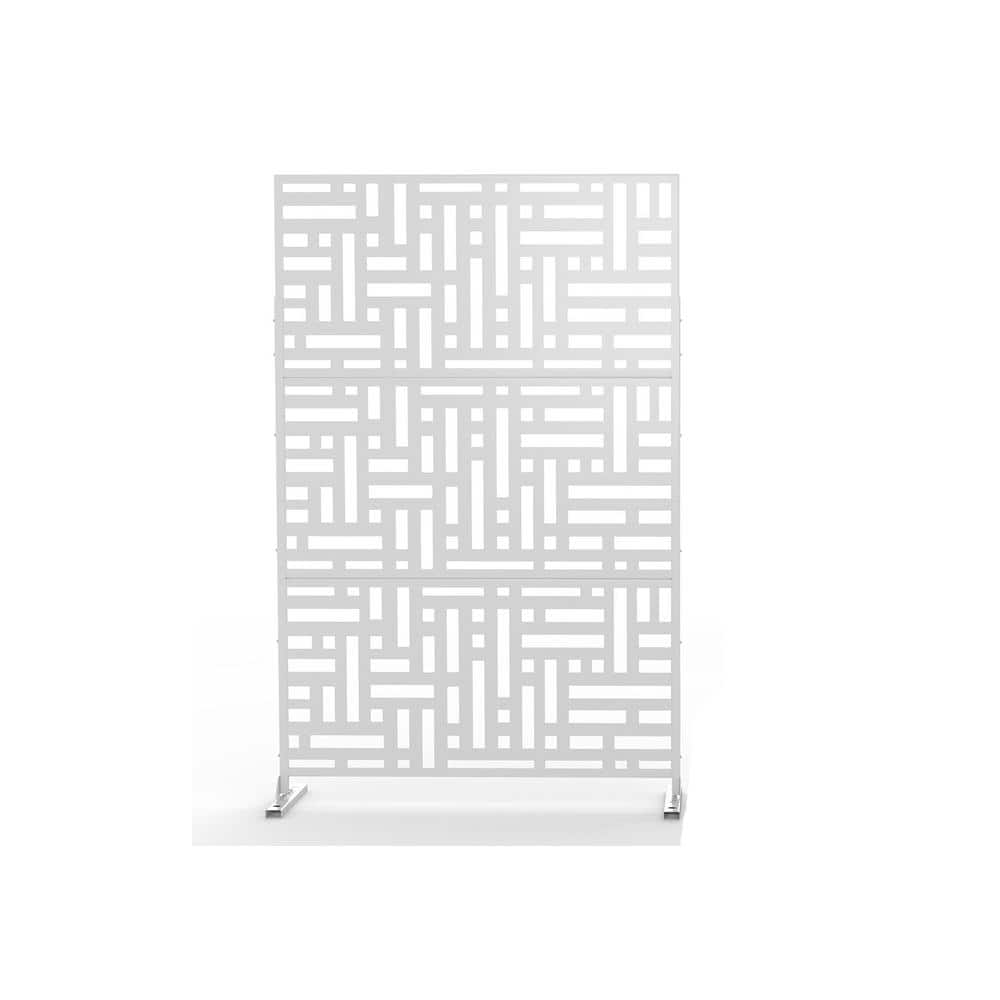 6.33 ft. H x 3.93 ft. W Laser Cut Metal Privacy Screen in White, 3 ...