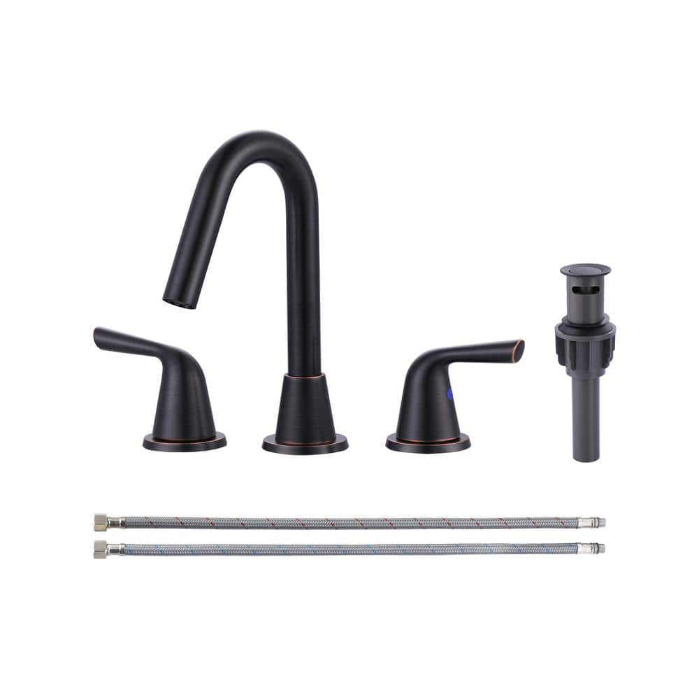 Oil Rubbed Bronze 8-Inch Widespread Double Handle Bathroom Faucet