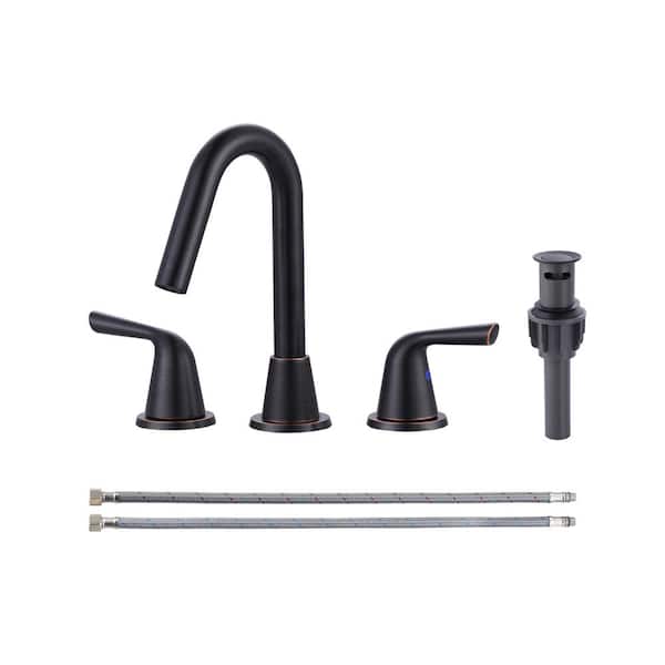 WOWOW 8 in. Widespread Double Handle Bathroom Faucet in Oil Rubbed Bronze
