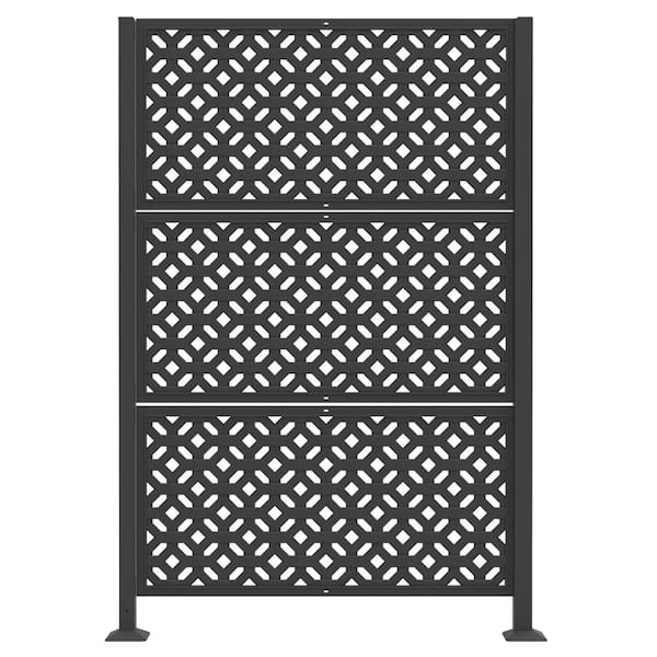 DISTINCT 24 in. x 48 in. Dorset Black Recycled Rubber Decorative Privacy Screen Panel
