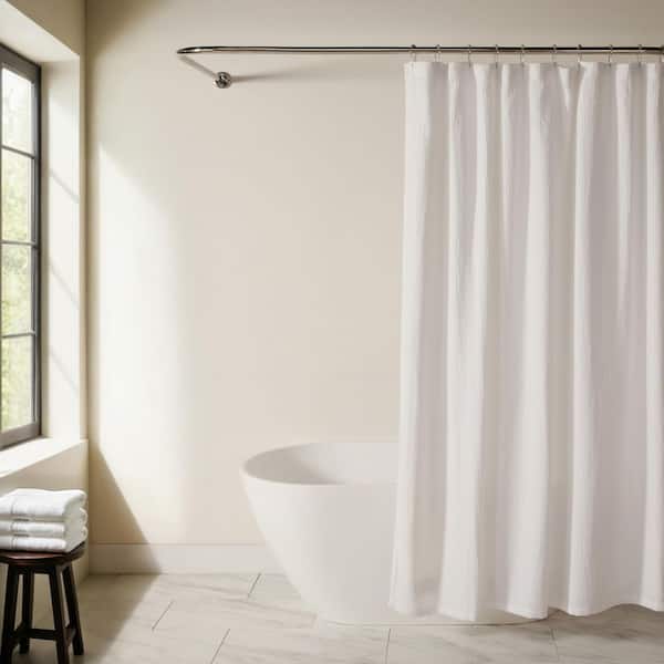 72 in. W x 72 in. L Cotton Blend Waffle Texture Soft Shower Curtain in White