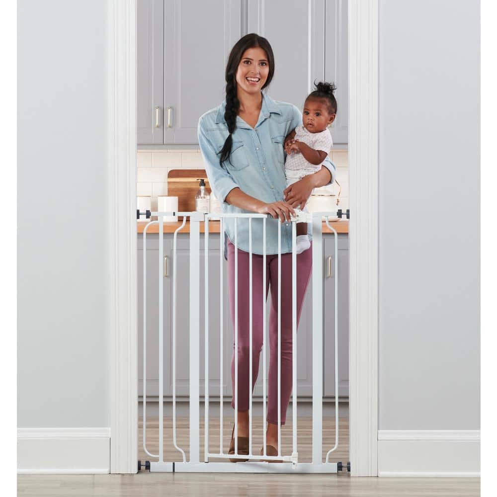 Extra Tall White Metal Walk Through Baby Gate