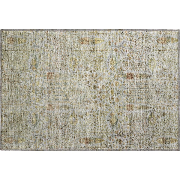 Mayfield Premium Machine Washable Abstract AMF2053 Linen 2 ft. x 3 ft. Accent Rug