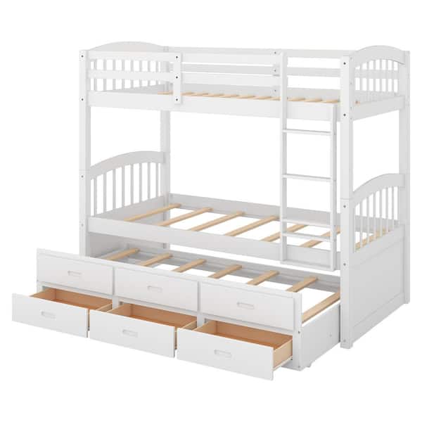 Harper & Bright Designs White Chamblee Twin over Twin Bunk