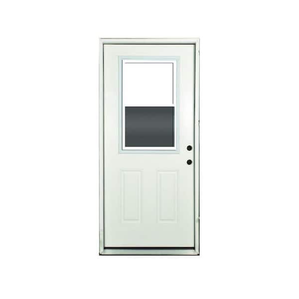 Steves & Sons 32 in. x 80 in. Reliant Series Vented 1/2 Lite White Primed Fiberglass Prehung Front Door