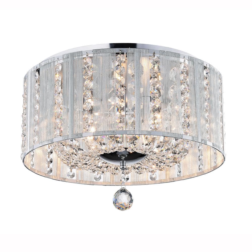 Warehouse Of Tiffany Addison 4-light Chrome Indoor Crystal Flush Mount 