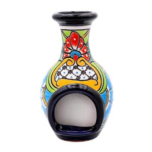 Talavera 9 in. Multi-Color Chimenea Style Tea Light Holder Planter