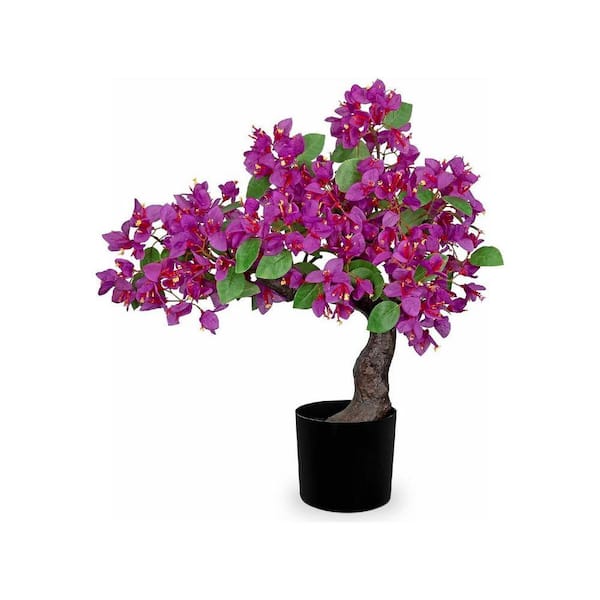Purple 2 ft. Artificial Bougainvillea Tree in Black Pot HDD4LMY89F