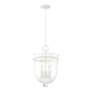 Belltown 4 Light Rustic White Island Pendant Light with Clear Glass Shade Dining Room Light