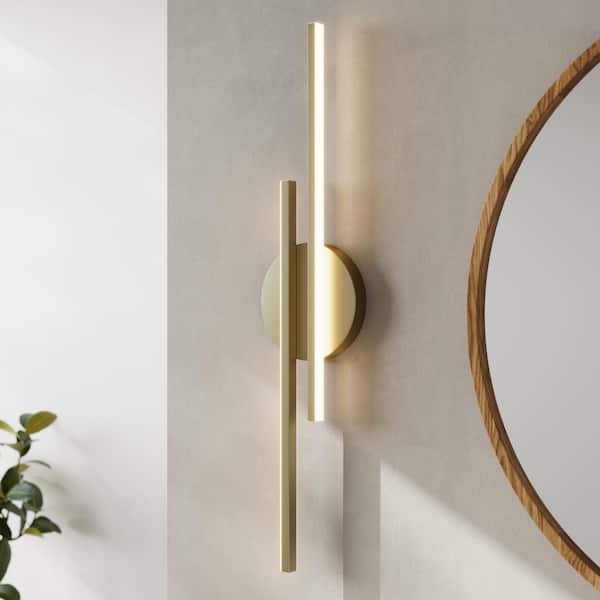 21.5 in. 2-Light Gold LED Wall Sconce Vanity Light for Bathroom