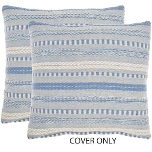 Lifestyles Ocean Blue Striped 18 in. x 18 in. Throw Pillow