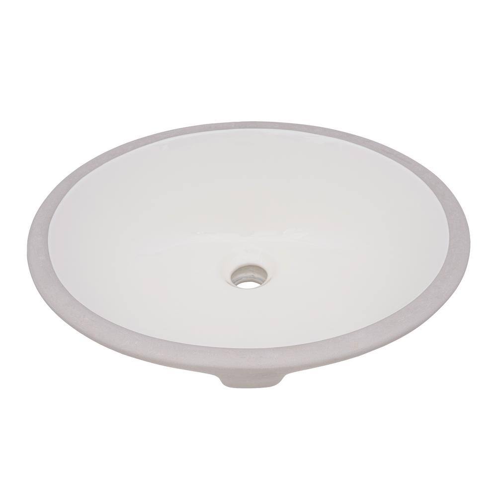 Biscuit Oval Ceramic Undermount Bathroom Sink with Overflow