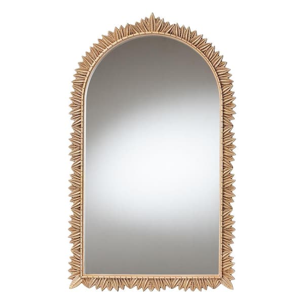 Baxton Studio Caitlin Antique Gold 24 in. W x 40 in. H Arch Mirror