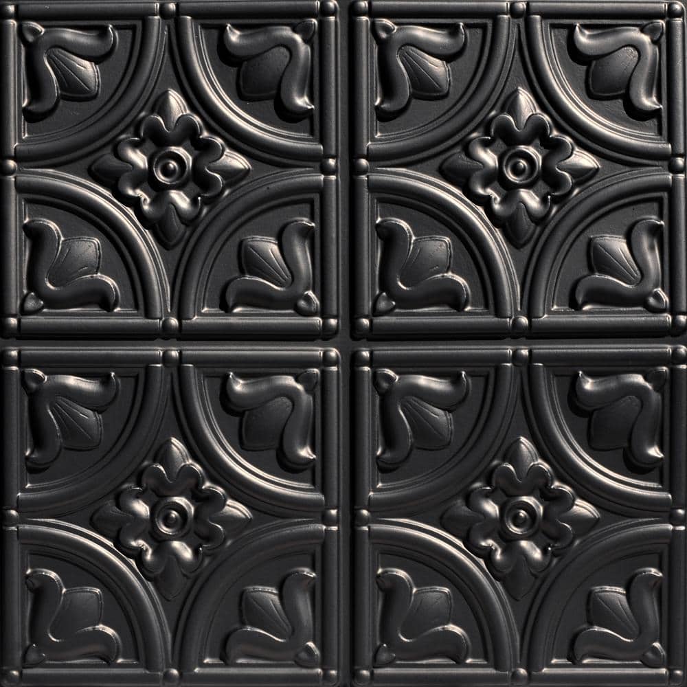 Tiny Tulips 2 ft. x 2 ft. Glue Up PVC Faux Tin Ceiling Tile in Black (40 sq. ft./case) price history on PriceWatchPro