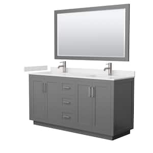 66 in. W x 22 in. D x 33.75 in. H Double Sink Bath Vanity in Dark Gray with Carrara Cultured Marble Top and Mirror