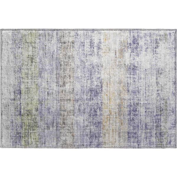 Mayfield Premium Machine Washable Abstract AMF2388 Lavender 2 ft. x 3 ft. Accent Rug