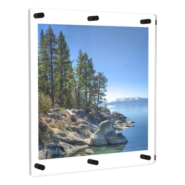 34 in. W. x 44 in. Rectangular Double Acrylic Picture Frame Black Wall Mounted Magnet Best 30 in. W. x 40 in. Art Size