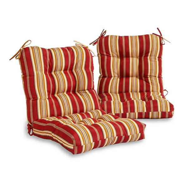 Greendale Home Fashions 19 in. x 19 in. 1-Piece Mid-Back Outdoor Dining Chair Cushion 2-Pack in Roma Stripe
