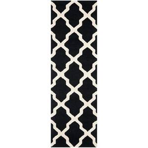 Cambridge Black/Ivory 3 ft. x 20 ft. Geometric Trellis Runner Rug