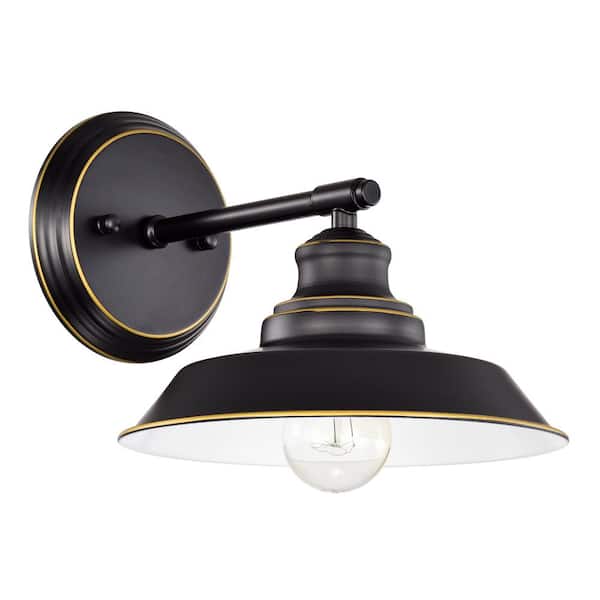 Jushua 1-Light Matte Black Indoor Wall Sconce with Steel and Electrical Components