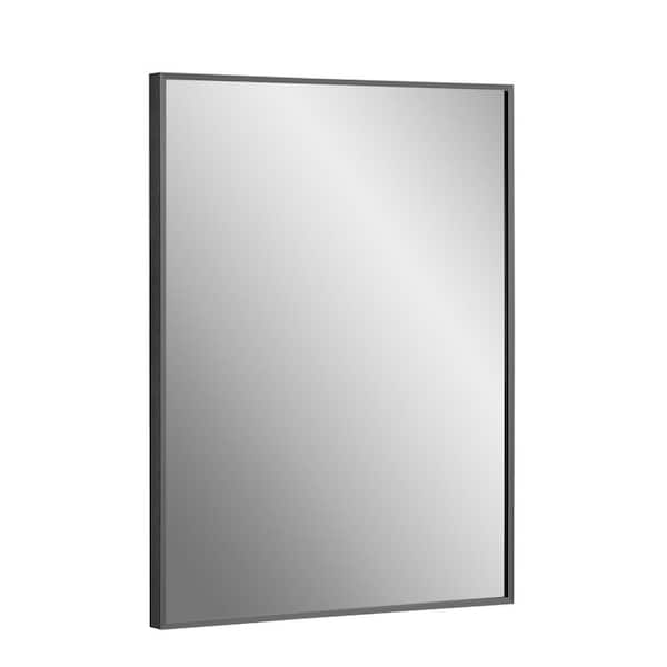 Design Element Vera 24 in. x 32 in. Modern Rectangle Framed Matte Black Wall Mount Vanity Mirror
