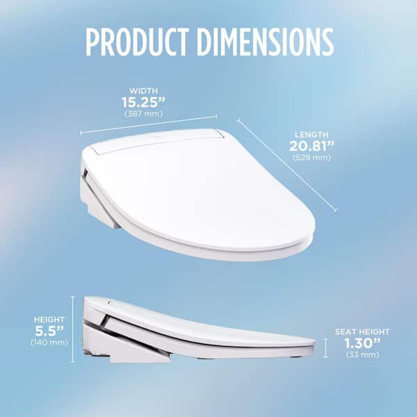 KS6 Washlet Electric Heated Bidet Seat for Elongated Toilet in Cotton White