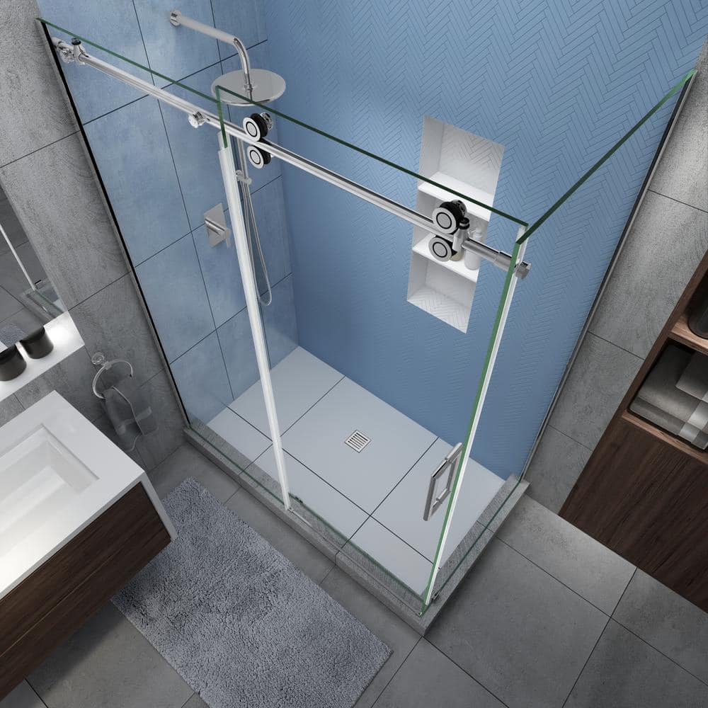 Langham XL Polished Chrome Frameless Sliding Shower Enclosure