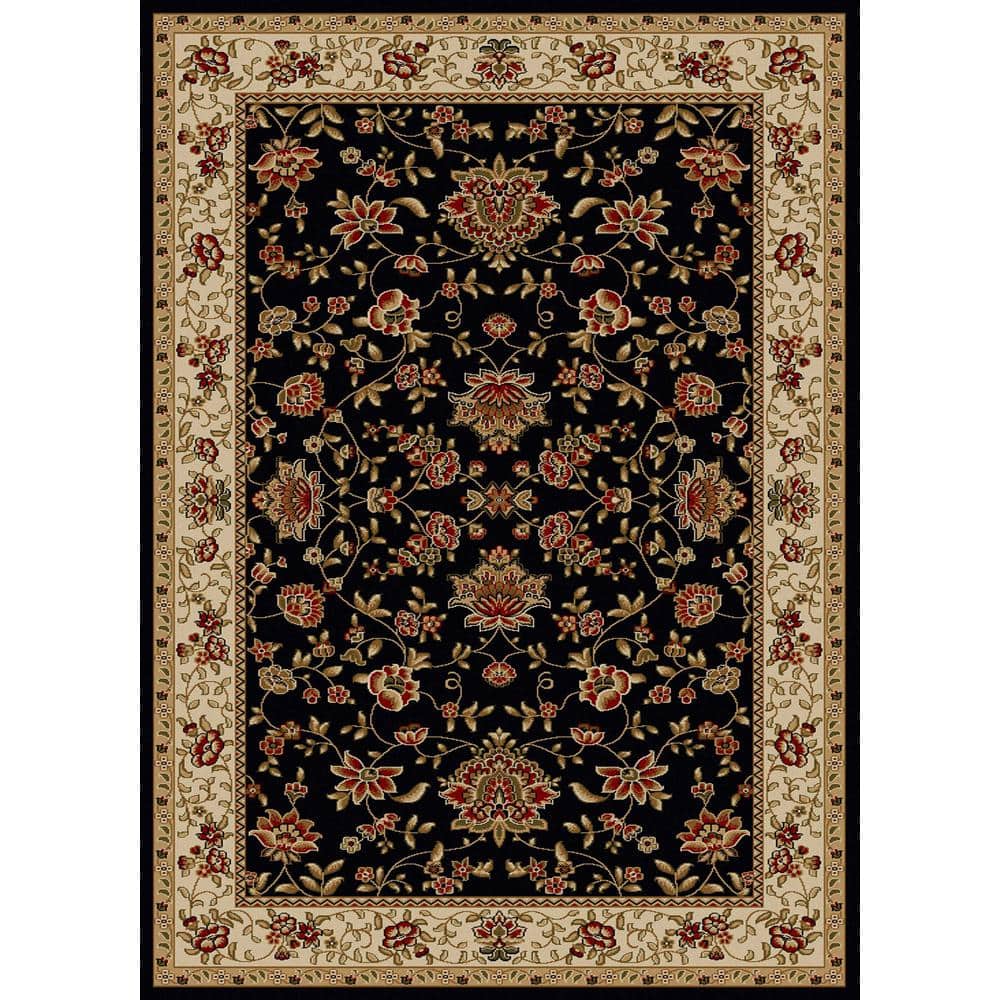 Como Black 5 ft. x 7 ft. Traditional Oriental Floral Area Rug