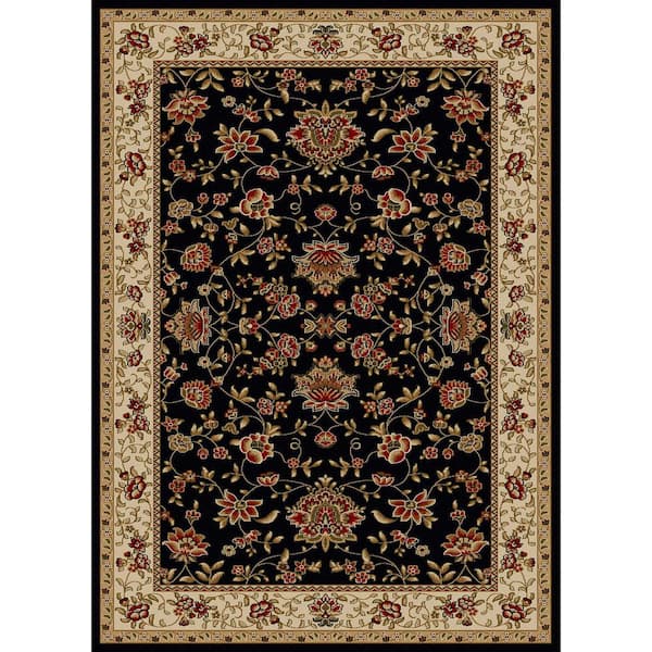 Unbranded Como Black 5 ft. x 7 ft. Traditional Oriental Floral Area Rug