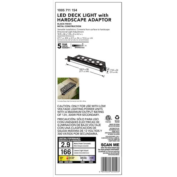 Hampton Bay 25-Watt Equivalent Low Voltage Black Integrated LED Outdoor  Surface Mount Deck Light IYR2601L-2 - The Home Depot