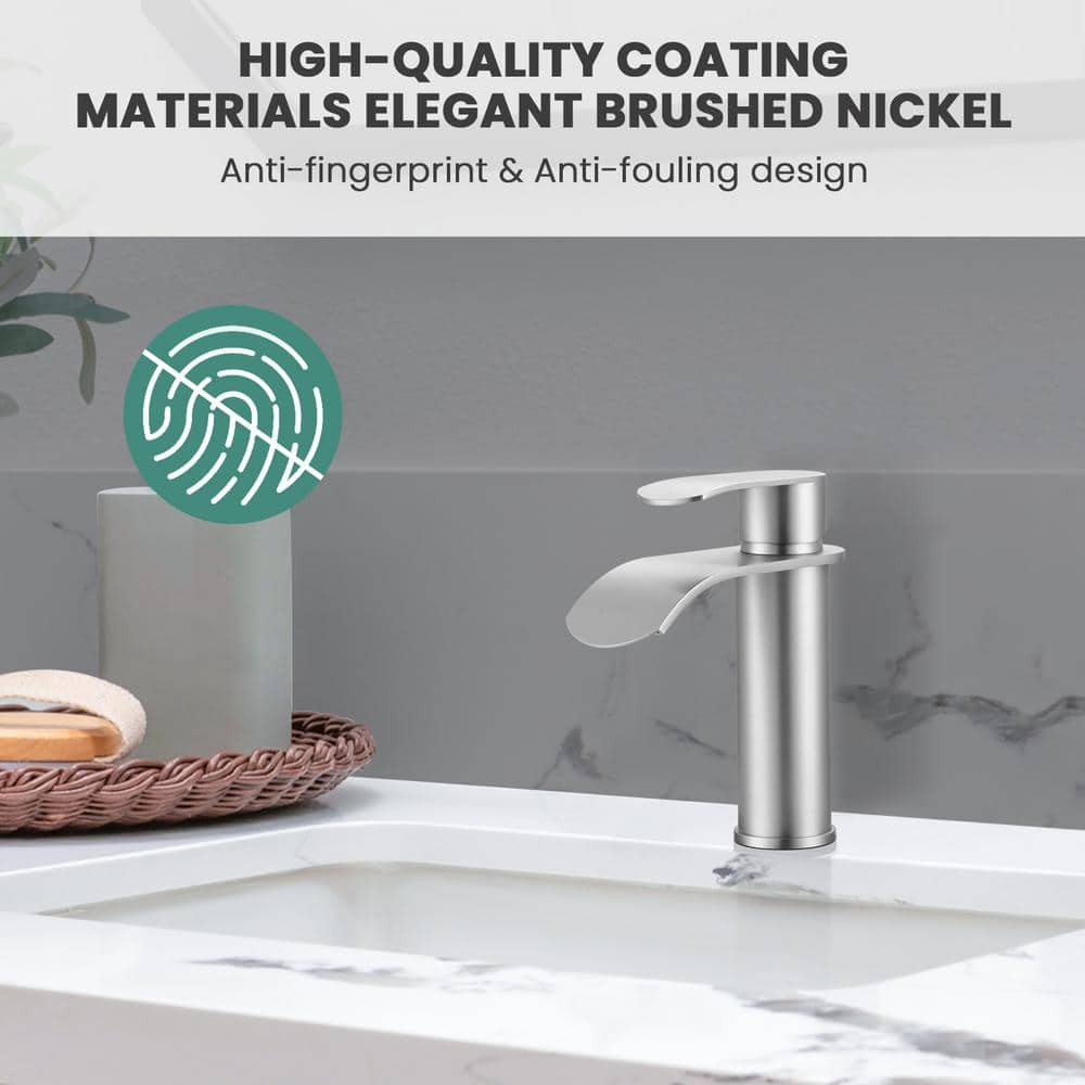 Brushed Nickel Single Handle High Arc Bathroom Faucet