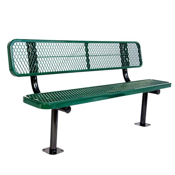 Green Diamond Commercial Park Bench, Outdoor Bench With Back Panel Mount