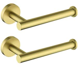 Wall Mounted Single Arm Toilet Paper Holder in Stainless Steel Brushed Gold (2-Pack)