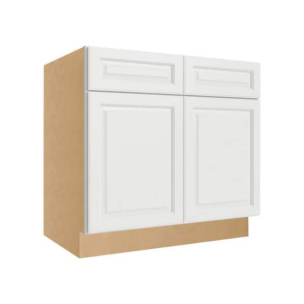 Brighton Raised 36 in. W x 34.5 in. H x 24 in. D Plywood Assembled Base Cabinet in Painted White