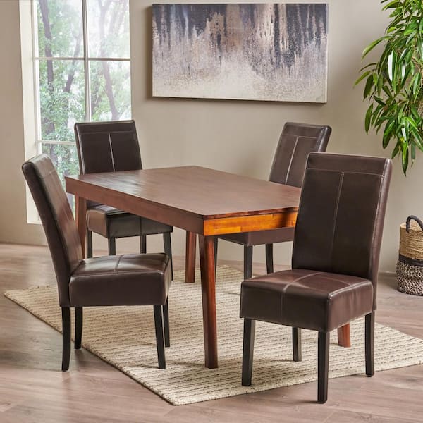 Noble House Pertica T Stitch Chocolate, Chocolate Brown Dining Room Chairs