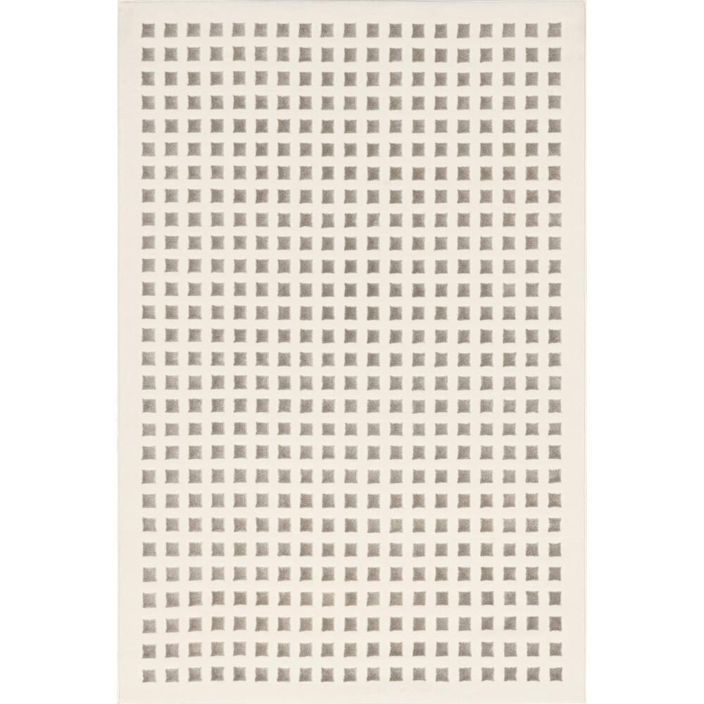 Daleyza 6' Round Cream Checkered Machine Washable Area Rug