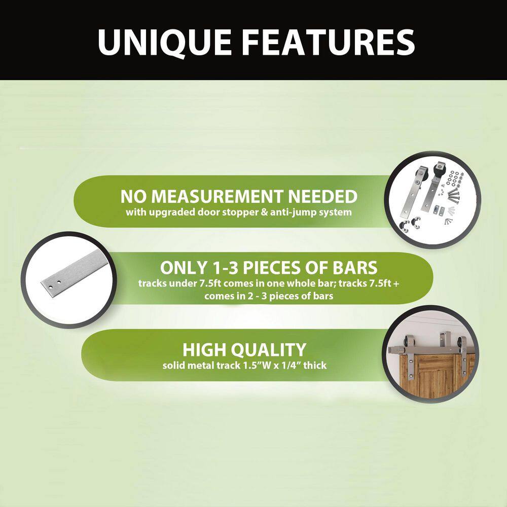 Brushed Nickel Double Track Bypass Sliding Barn Door Hardware Kit