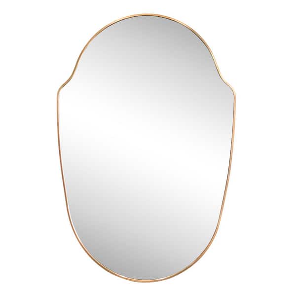 Guardian 24 in. W x 36 in. H Medium Shield Aluminum Alloy Framed Wall Mounted Mirror, Gold