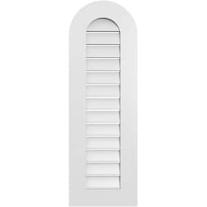 14 in. x 42 in. Round Top Surface Mount PVC Gable Vent: Functional with Standard Frame